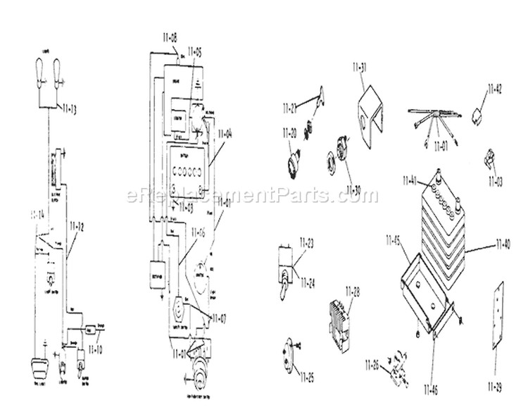 11.000 Electrical System (plate 11.1) Diagram and Parts List for 1-0320 1972 Toro Lawn Tractor