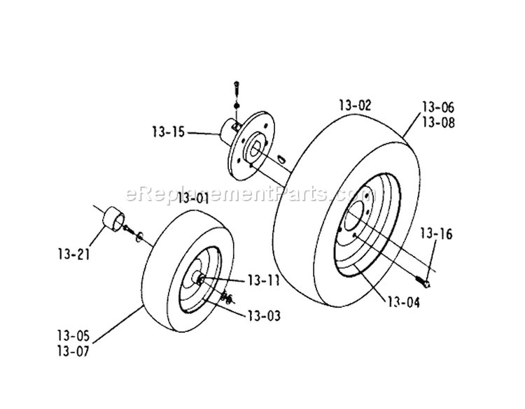13.000 Wheels And Tires (plate 13.1) Diagram and Parts List for 1-0320 1972 Toro Lawn Tractor