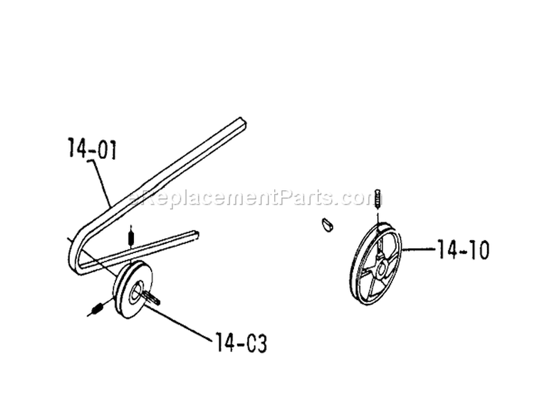 14.000 Drive Belts, Pulleys (plate 14.1) Diagram and Parts List for 1-0320 1972 Toro Lawn Tractor