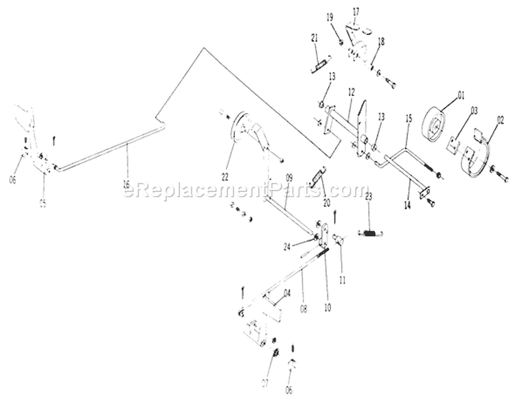 Brake/clutch Linkage Diagram and Parts List for 1-0353 1974 Toro Lawn Tractor