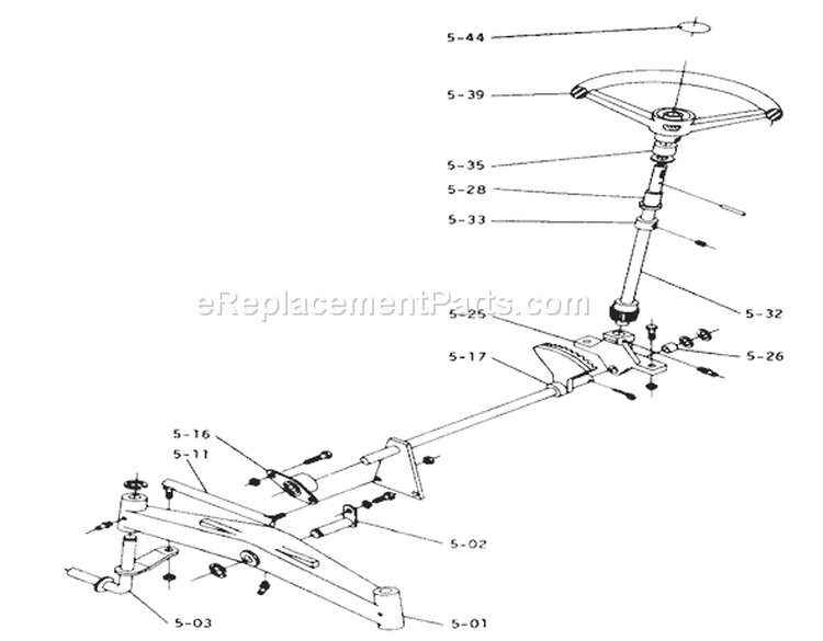 Front Axle And Steering Diagram and Parts List for 1-0353 1974 Toro Lawn Tractor