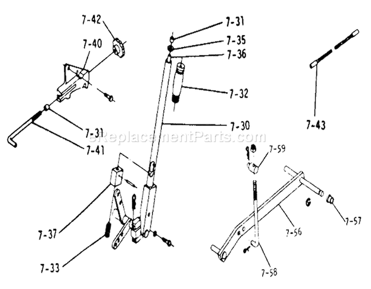Lift Linkage Diagram and Parts List for 1-0353 1974 Toro Lawn Tractor