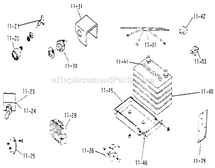 Electrical System Diagram and Parts List for 1-0360 1973 Toro Lawn Tractor