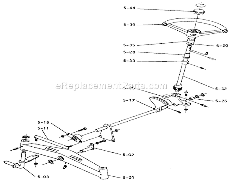 Front Axle And Steering Diagram and Parts List for 1-0360 1973 Toro Lawn Tractor