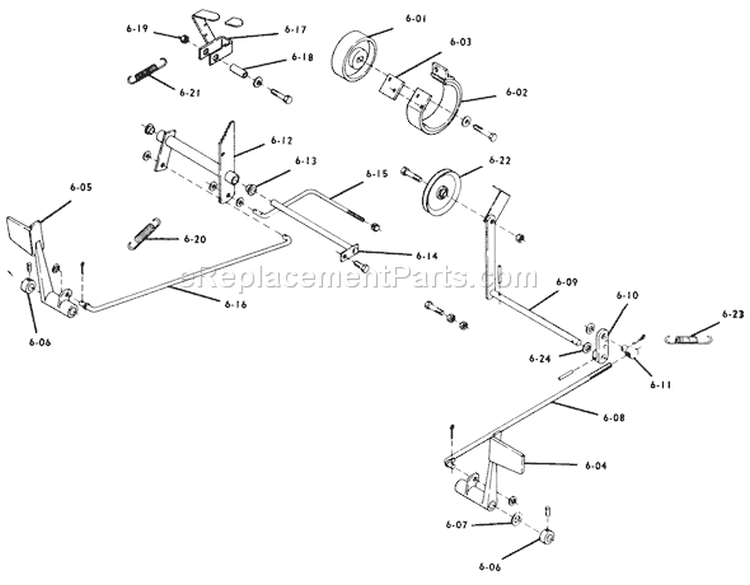 Brake and Clutch Linkage Diagram and Parts List for 1-0375 1975 Toro Lawn Tractor