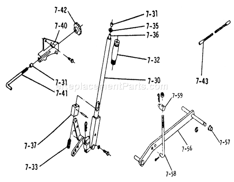 Lift Linkage Diagram and Parts List for 1-0375 1975 Toro Lawn Tractor