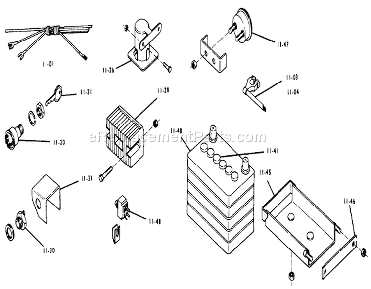 Electrical System Diagram and Parts List for 1-0375 1975 Toro Lawn Tractor