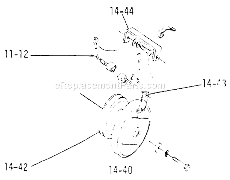 P.t.o. Clutch Diagram and Parts List for 1-0401 1972 Toro Lawn Tractor