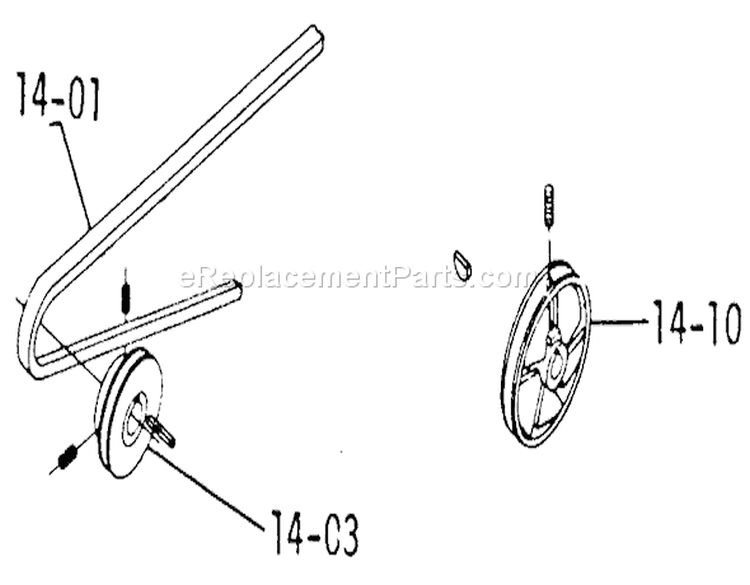 Drive Belts And Pulleys Diagram and Parts List for 1-0401 1972 Toro Lawn Tractor