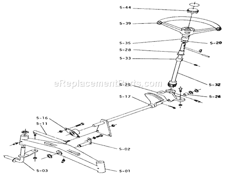 Front Axle And Steering Diagram and Parts List for 1-0401 1972 Toro Lawn Tractor
