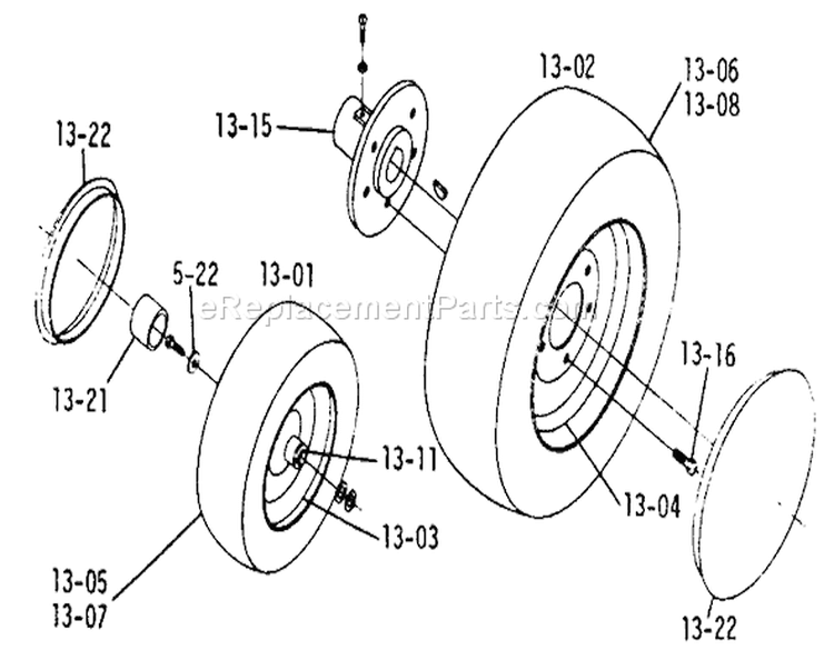 Wheels And Tires (plate 13.1) Diagram and Parts List for 1-0150 1971 Toro Lawn Tractor