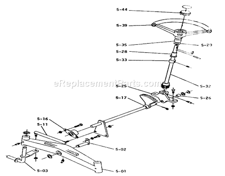 Front Axle And Steering Diagram and Parts List for 1-0150 1971 Toro Lawn Tractor