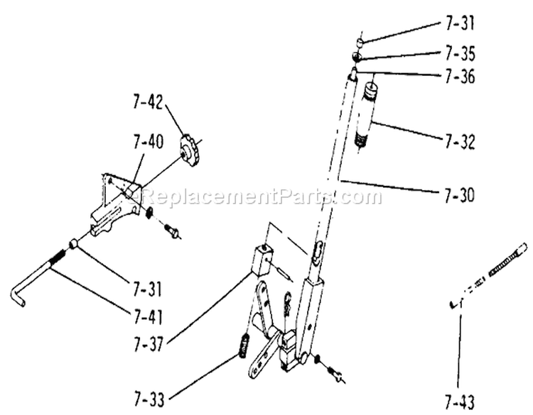 Manual Lift Linkage Diagram and Parts List for 1-0150 1971 Toro Lawn Tractor