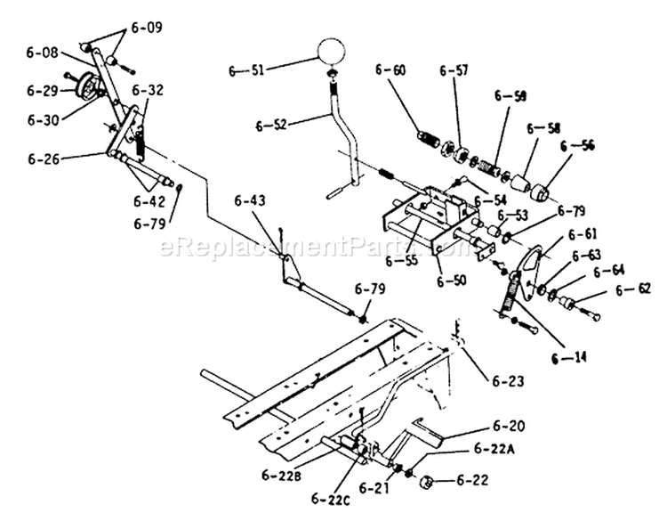Brake Clutch Speed Control Linkage Diagram and Parts List for 1-0475 1973 Toro Lawn Tractor
