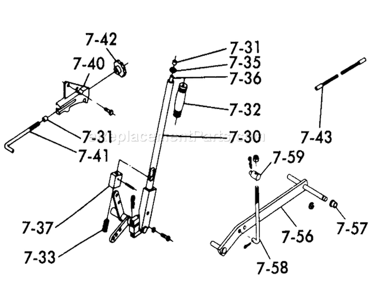 Lift Linkage Diagram and Parts List for 1-0491 1975 Toro Lawn Tractor