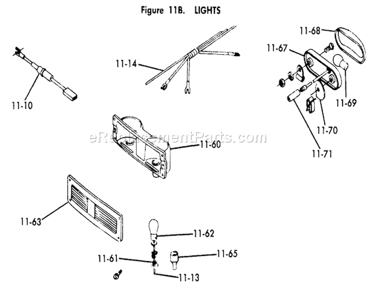 Lights Diagram and Parts List for 1-0491 1975 Toro Lawn Tractor