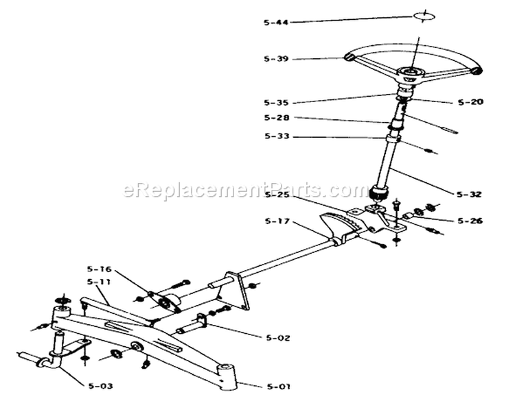 Front Axle And Steering Diagram and Parts List for 1-0480 1974 Toro Lawn Tractor