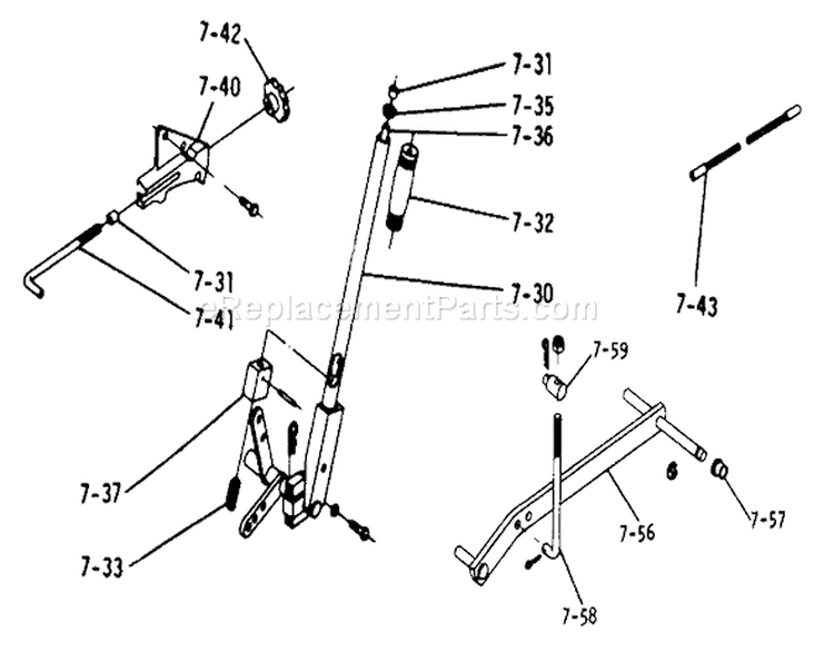 Lift Linkage Diagram and Parts List for 1-0480 1974 Toro Lawn Tractor