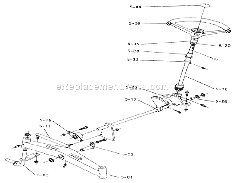 Front Axle And Steering Diagram and Parts List for 1-0511 1975 Toro Lawn Tractor