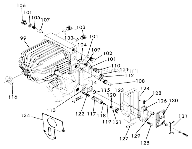 Hydrostatic Transmission Piston Diagram and Parts List for 1-0511 1975 Toro Lawn Tractor