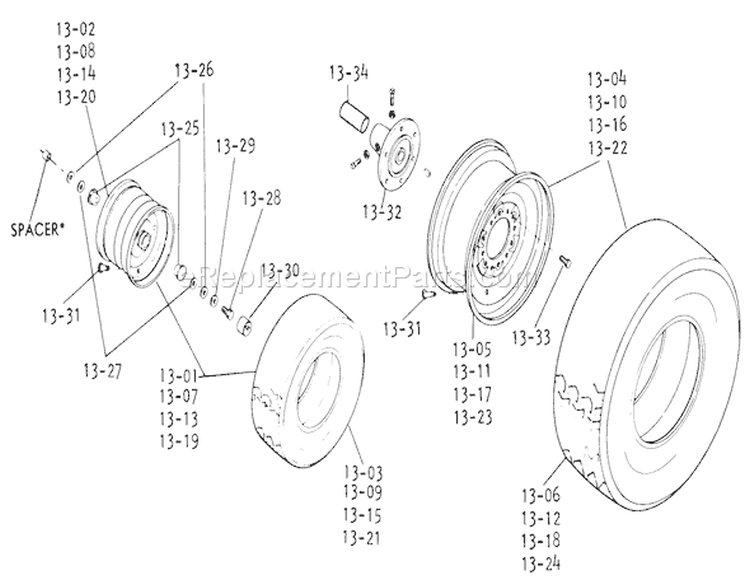 Page R Diagram and Parts List for 1-0611 1974 Toro Lawn Tractor