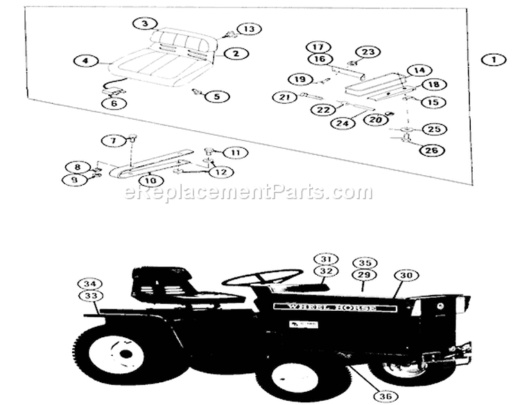 Page G Diagram and Parts List for 1-0700 1977 Toro Lawn Tractor
