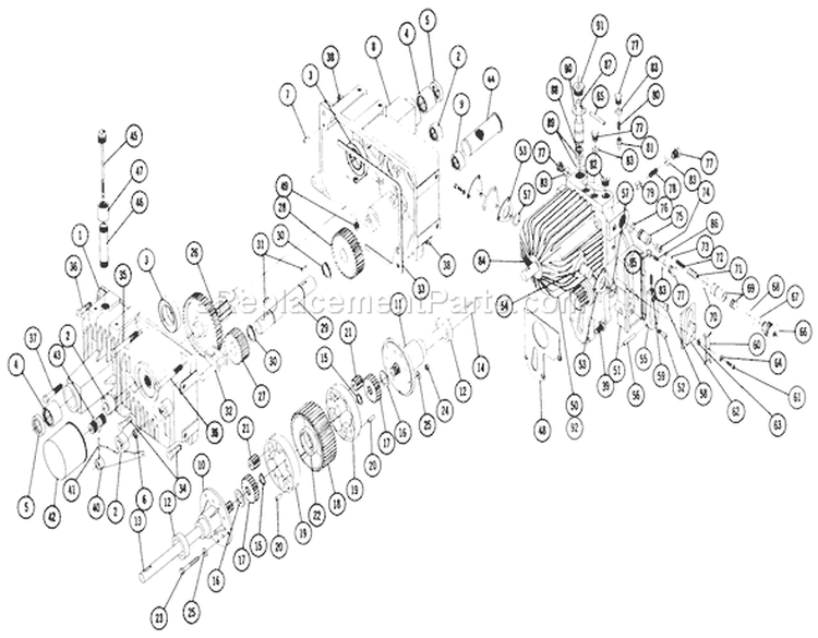 Transmission Parts List Diagram and Parts List for 1-0502 1972 Toro Lawn Tractor