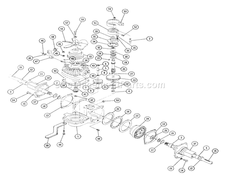Transmission Parts List Diagram and Parts List for 1-7741 1969 Toro Lawn Tractor