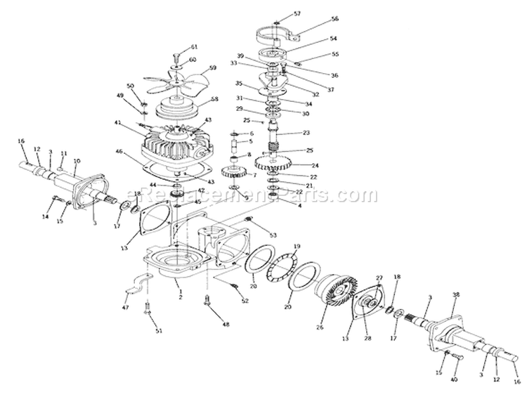 Parts List 5074 Transmission Diagram and Parts List for 1-7751 1970 Toro Lawn Tractor