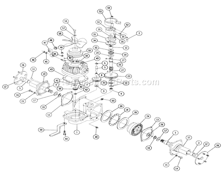 Transmission Diagram and Parts List for 1-7841 1969 Toro Lawn Tractor