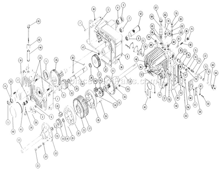 Transmission Diagram and Parts List for 1-7932 1968 Toro Lawn Tractor