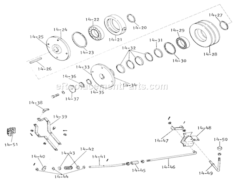 P.t.o. Clutch Diagram and Parts List for 1-0610 1973 Toro Lawn Tractor