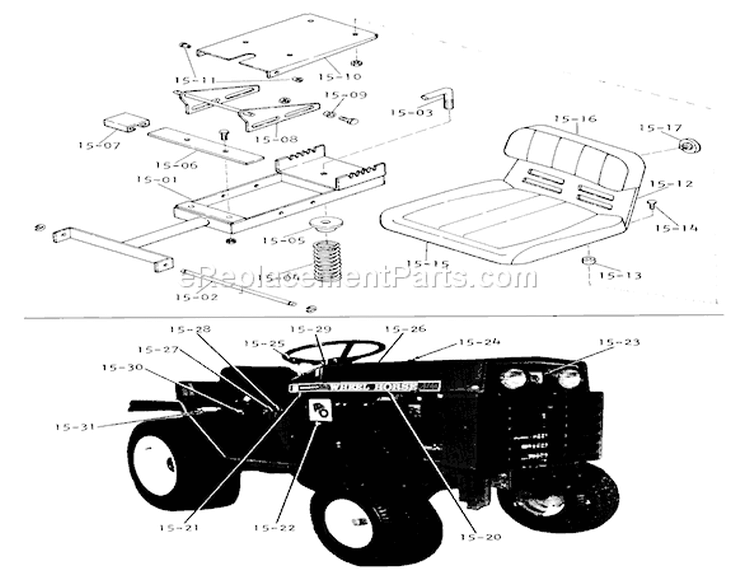 Seats, Trim, Decals Diagram and Parts List for 1-0610 1973 Toro Lawn Tractor