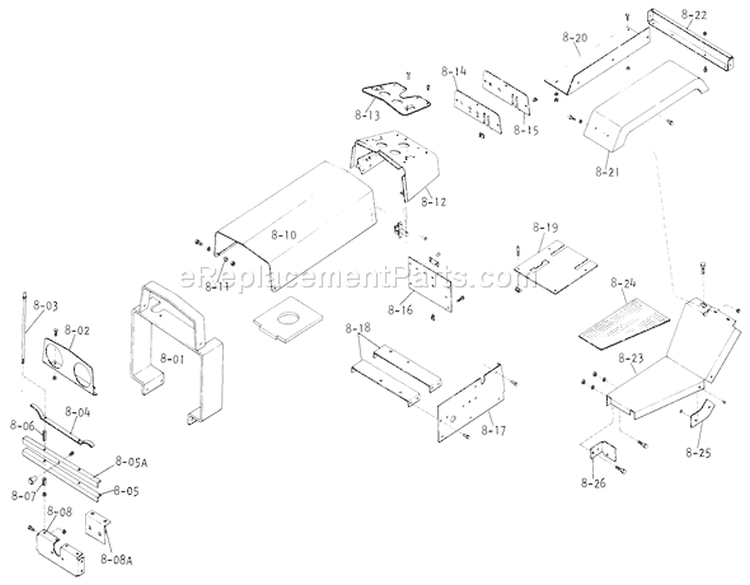 Sheet Metal And Covers Diagram and Parts List for 1-0610 1973 Toro Lawn Tractor