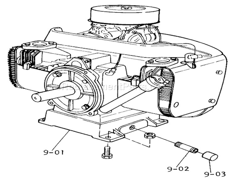 Engine Diagram and Parts List for 1-0610 1973 Toro Lawn Tractor