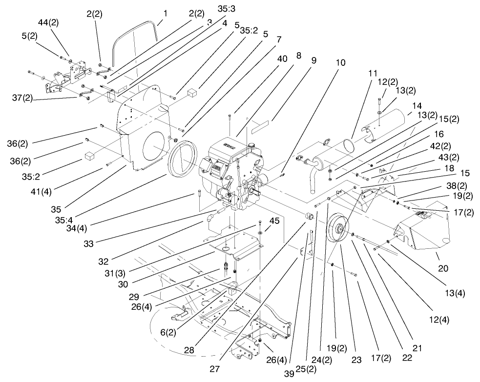 Air Cooled Engine Assembly Diagram and Parts List for 73561 9900001 - 9999999 Toro Lawn Tractor