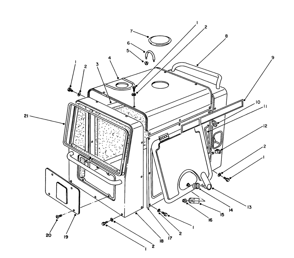 Engine Cover Assembly Diagram and Parts List for 62040 7000001 - 7999999 Toro Generator