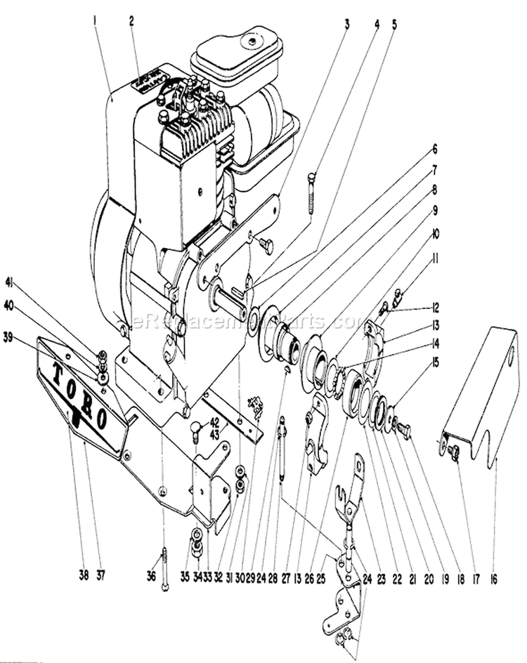 18" Sportlawn Engine Assembly Diagram and Parts List for 10013 2000001-2999999 - 1962 Toro Lawn Mower