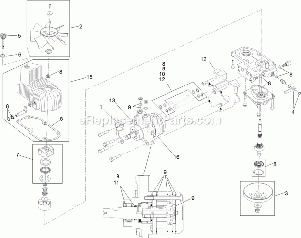 Lh Hydro Assembly No. 116-6413 Diagram and Parts List for 74916 312000001-312999999 Toro Lawn Mower