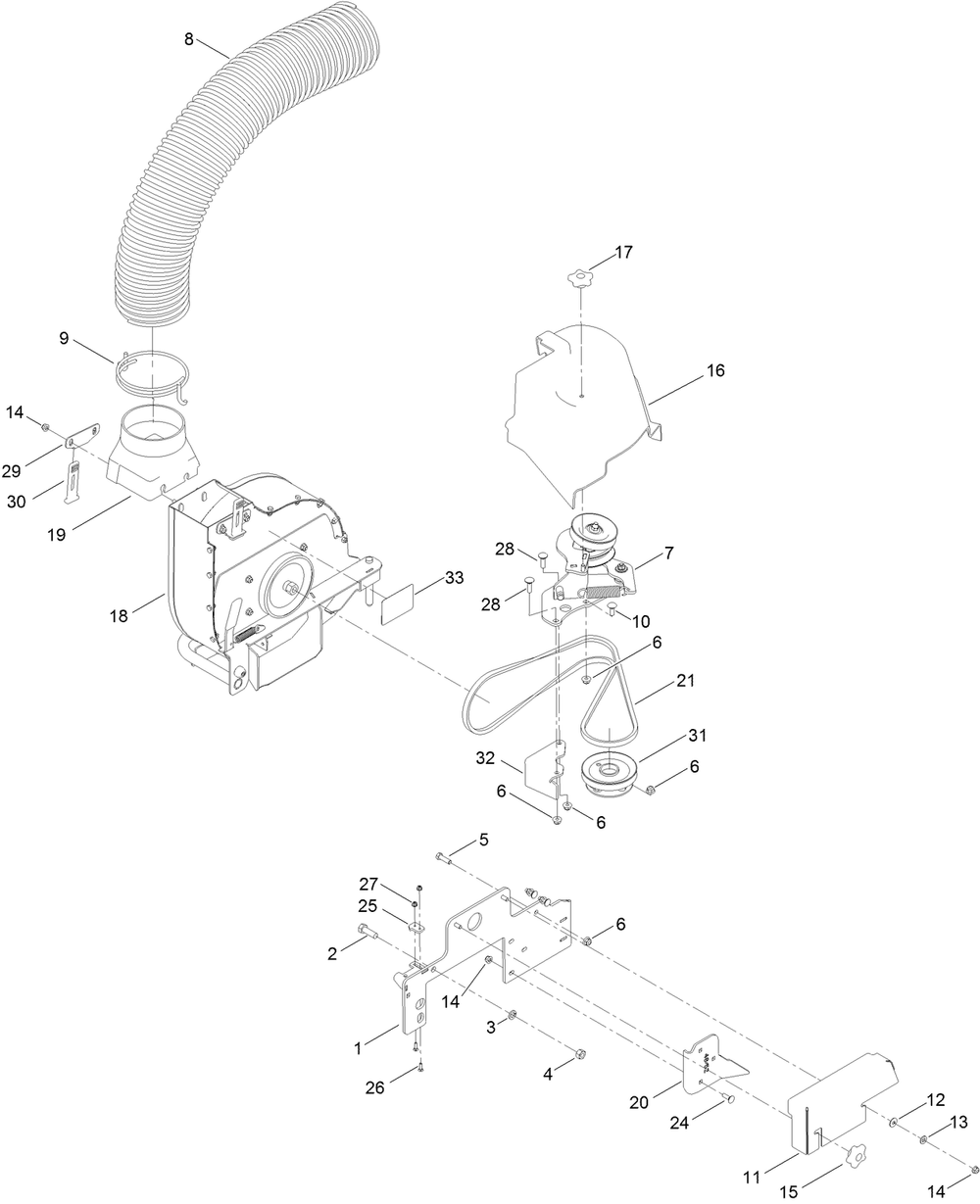 Blower Drive Assembly Diagram and Parts List for 78525 400000000 - 414099999 Toro Lawn Tractor Accessories