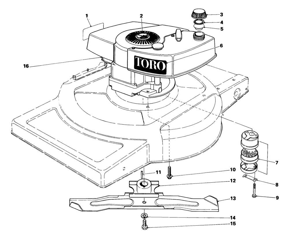 Engine Assembly (Model 18005) Diagram and Parts List for 18005 1000001 - 1999999 Toro Lawn Mower