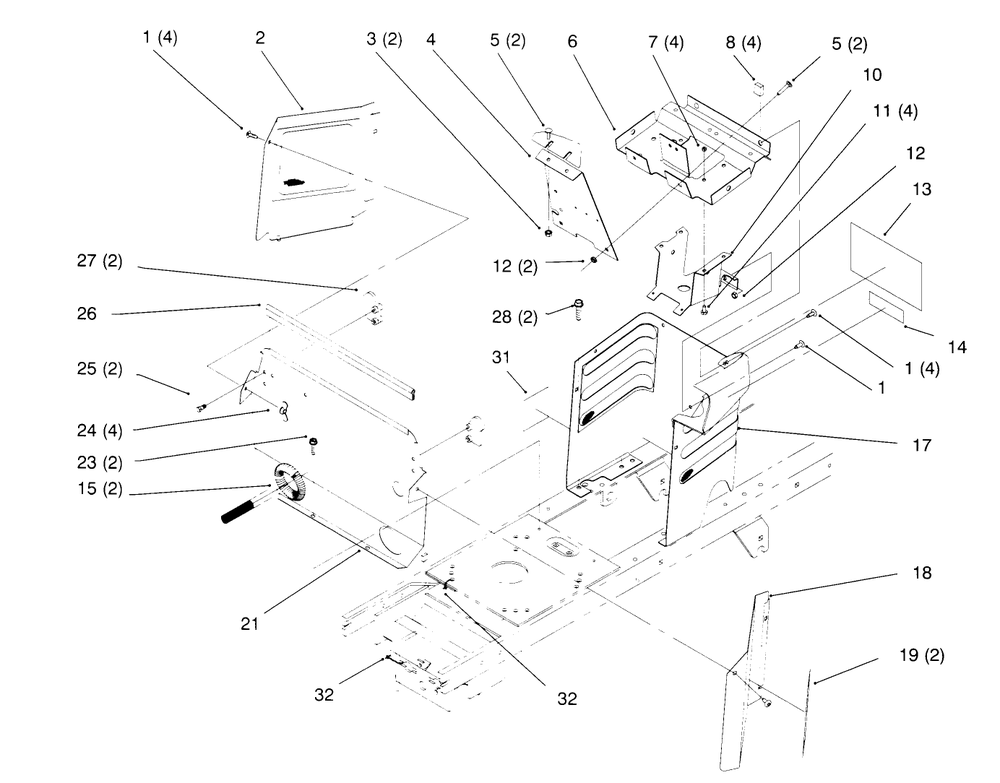 Hoodstand And Firewall Diagram and Parts List for 72042 5900001 - 5900796 Toro Lawn Tractor