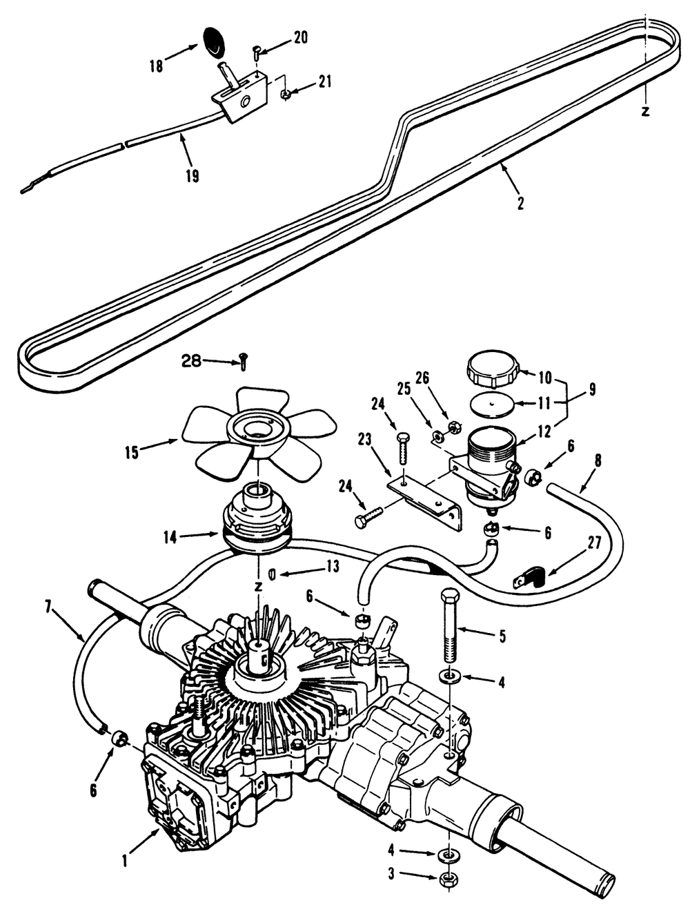 Transmission Assembly (210-H & 212-H) Diagram and Parts List for R2-12O502 2000001 - 2999999 Toro Lawn Tractor