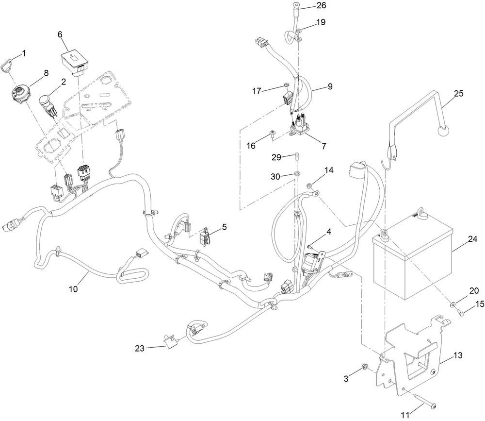 Electrical Assembly Diagram and Parts List for 74454 400000000-999999999 Toro Lawn Tractor