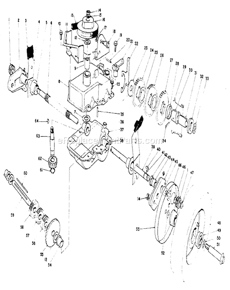 Gear Case Assembly Diagram and Parts List for 10502 1000001-1999999 - 1981 Toro Lawn Mower