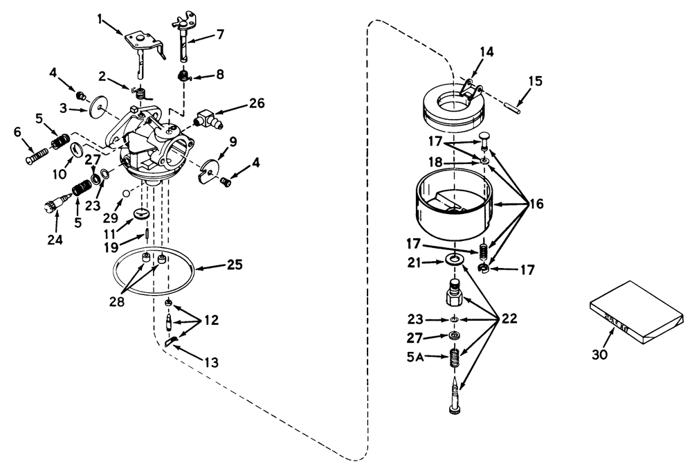 Carburetor No. 631585 Diagram and Parts List for 19224 0000001 - 0999999 Toro Lawn Mower