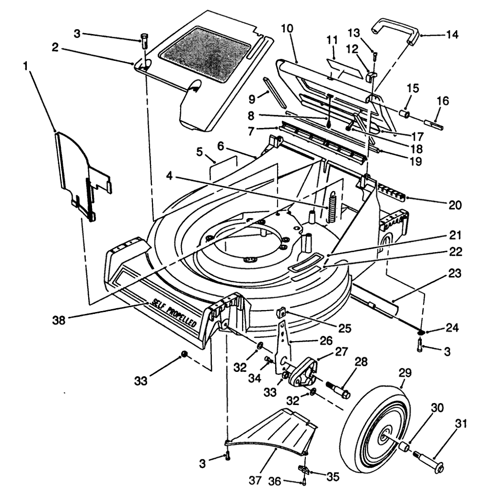 Housing Assembly (Continued) Diagram and Parts List for 26682 9000001 - 9999999 Toro Lawn Mower