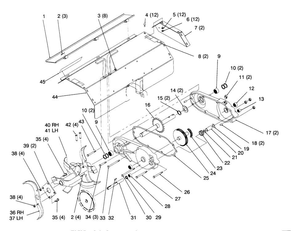 Guard, Shield, Gear Case & Tines Diagram and Parts List for 79370 5900001 - 5999999 Toro Lawn Tractor