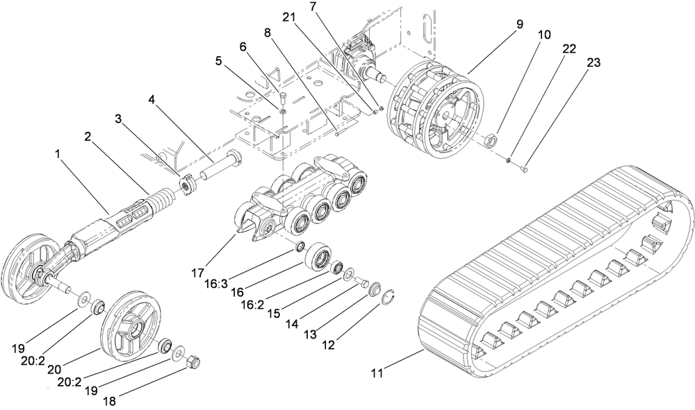 Track And Traction Assembly Diagram and Parts List for 22324 400000000 - 401799999 Toro Lawn Tractor Accessories