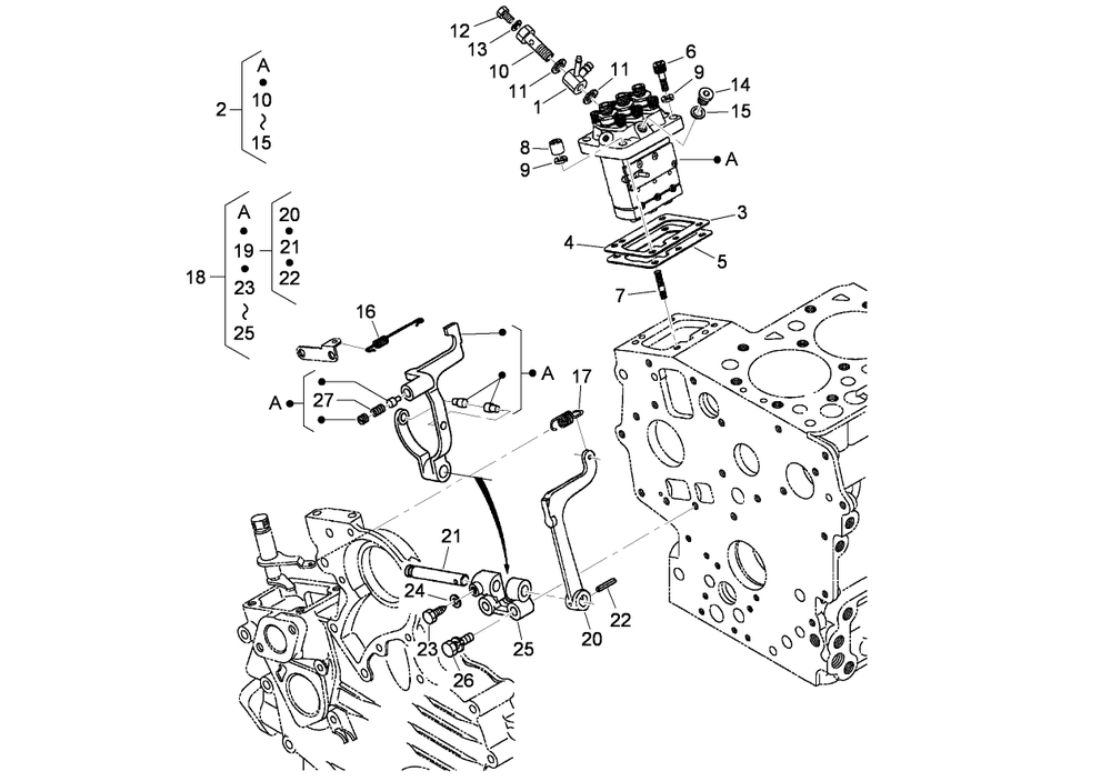 Injection Pump And Governor Assembly Diagram and Parts List for 74274 (313000001-313999999)(2013) Toro Lawn Mower